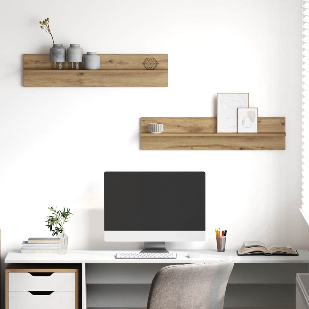 Wandregal 2er Set Artisan-Eiche 80cm