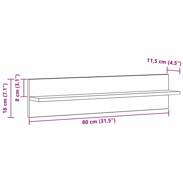 Wandregal 2er Set Artisan-Eiche 80cm