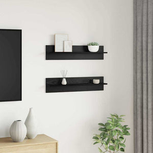 Wandregal 2er Set Schwarz Eiche 80cm