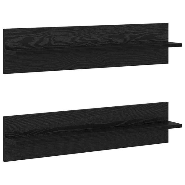 Wandregal 2er Set Schwarz Eiche 80cm
