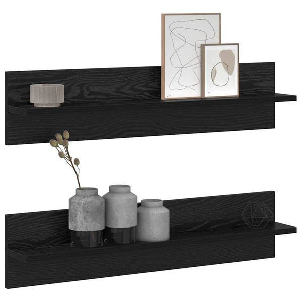 Wandregal 2er Set Schwarz Eiche 80cm