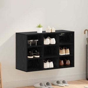 Schuhschrank Schwarz Eichenoptik mit Regal