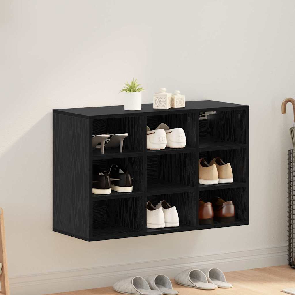 Schuhschrank Schwarz Eichenoptik mit Regal