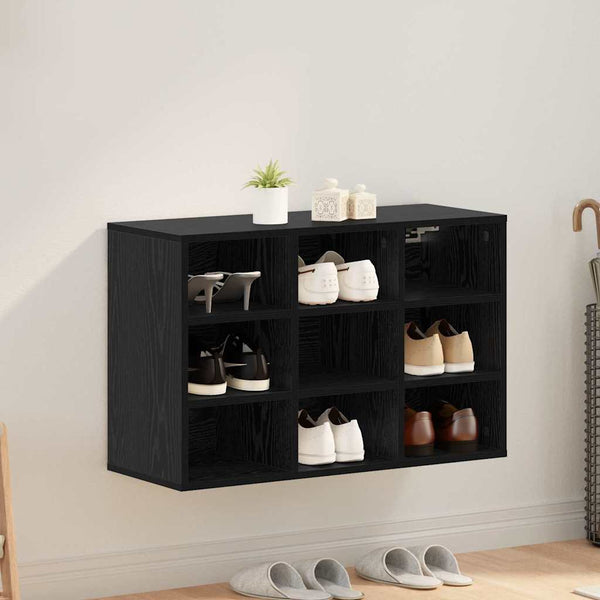 Schuhschrank Schwarz Eichenoptik mit Regal