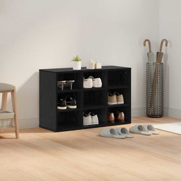 Schuhschrank Schwarz Eichenoptik mit Regal