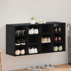 Schuhschrank Schwarz Eichenoptik mit Regal