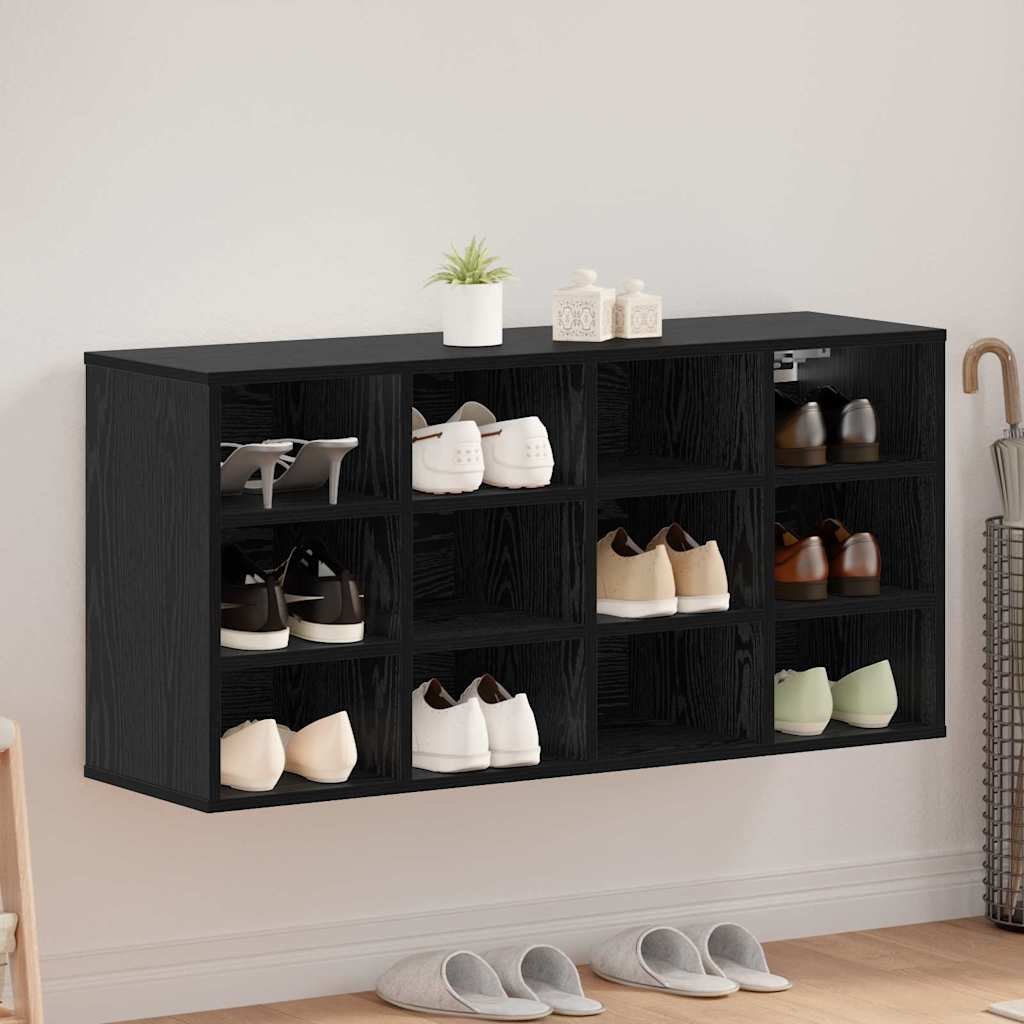Schuhschrank Schwarz Eichenoptik mit Regal
