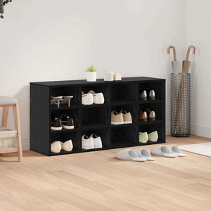 Schuhschrank Schwarz Eichenoptik mit Regal