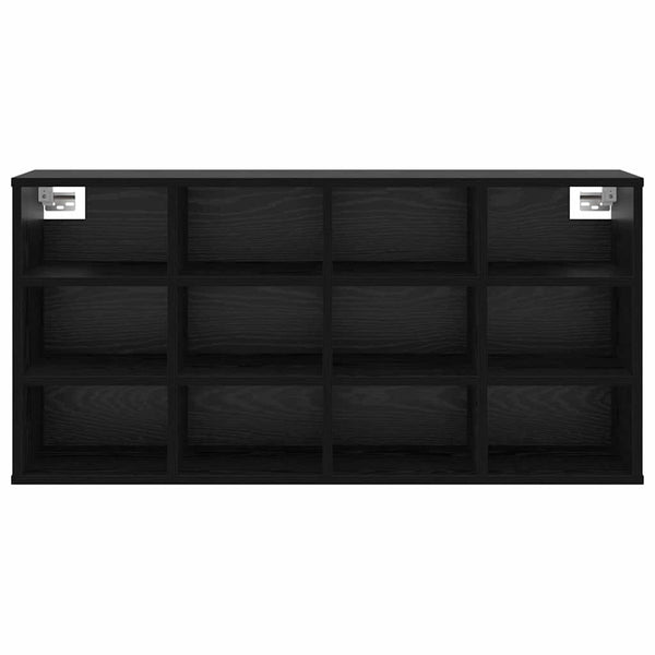 Schuhschrank Schwarz Eichenoptik mit Regal