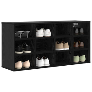 Schuhschrank Schwarz Eichenoptik mit Regal