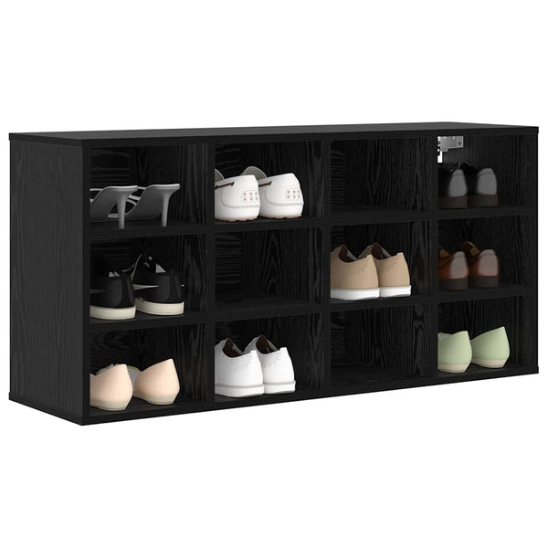 Schuhschrank Schwarz Eichenoptik mit Regal