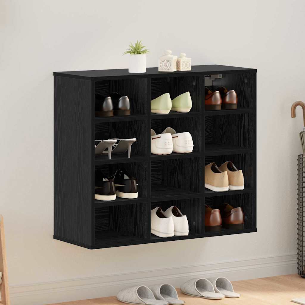 Schuhschrank mit Regal, Schwarz/Eiche
