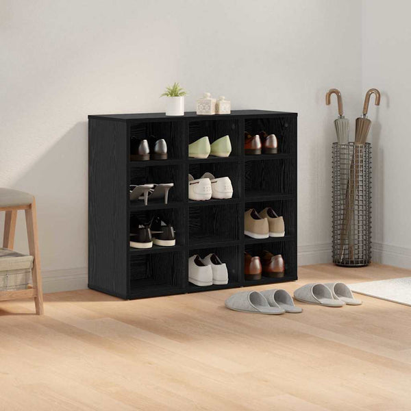 Schuhschrank mit Regal, Schwarz/Eiche