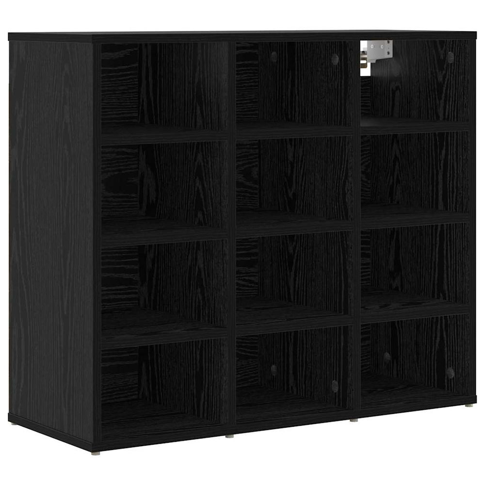 Schuhschrank mit Regal, Schwarz/Eiche