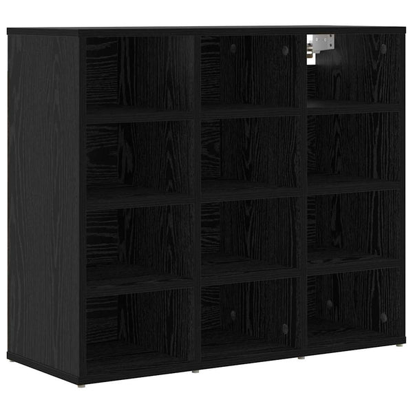 Schuhschrank mit Regal, Schwarz/Eiche