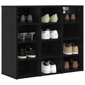 Schuhschrank mit Regal, Schwarz/Eiche