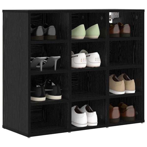 Schuhschrank mit Regal, Schwarz/Eiche
