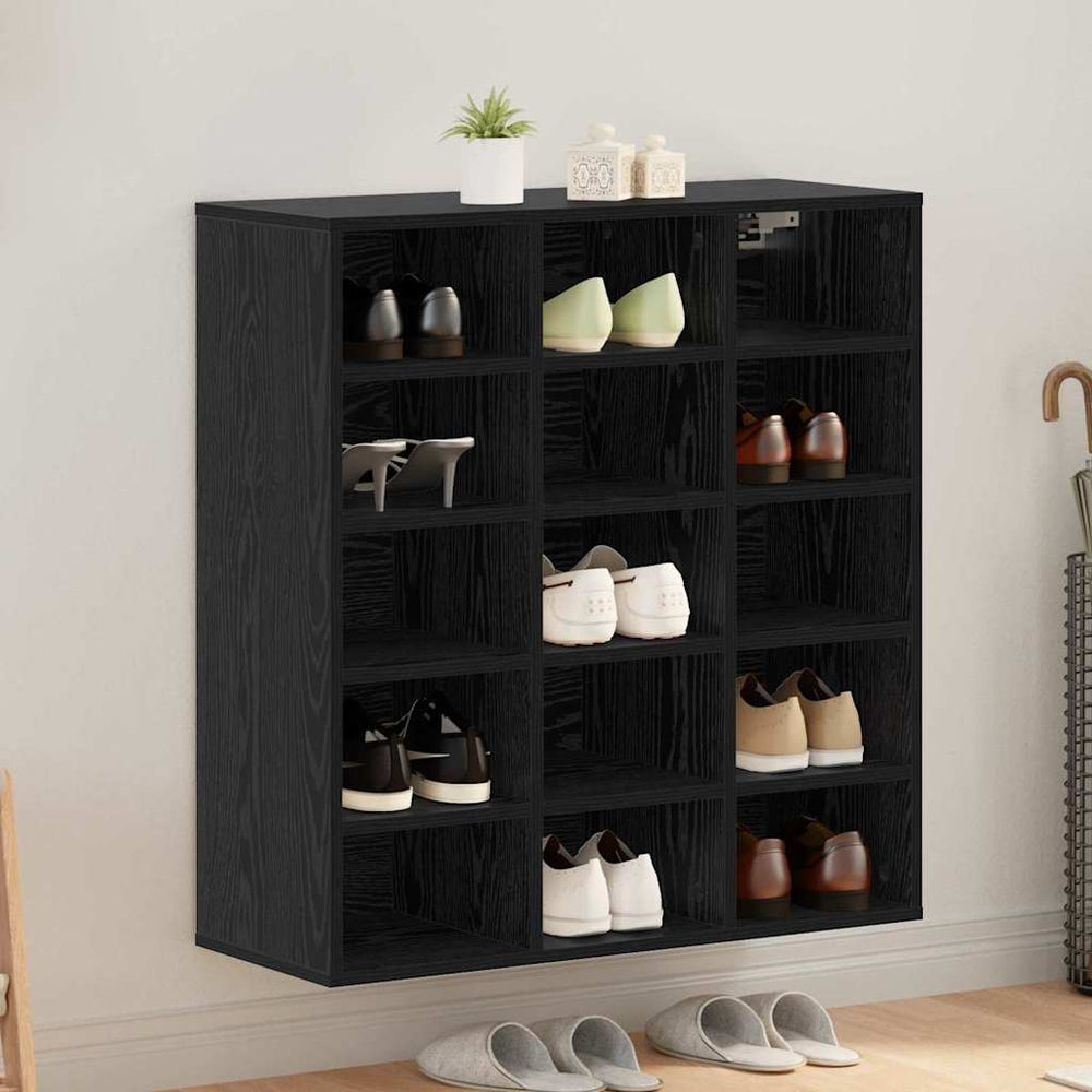 Schuhschrank Schwarz Eichenoptik mit Regal