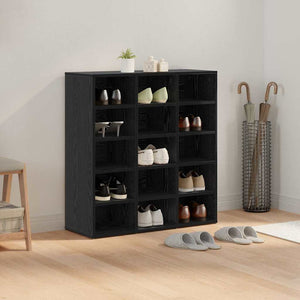 Schuhschrank Schwarz Eichenoptik mit Regal