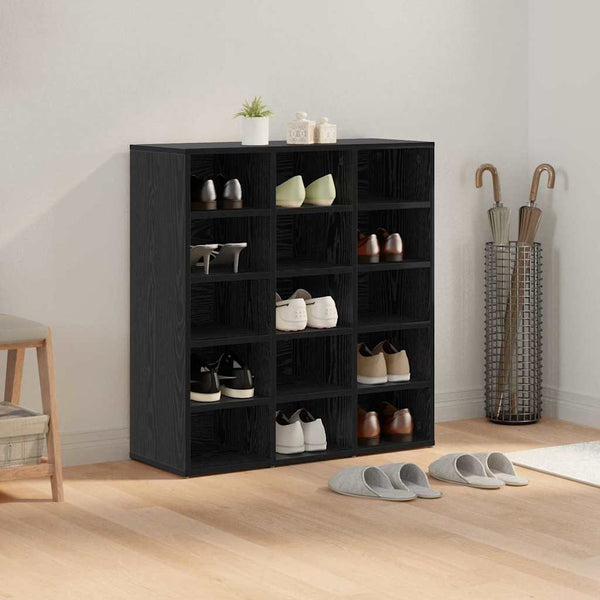 Schuhschrank Schwarz Eichenoptik mit Regal