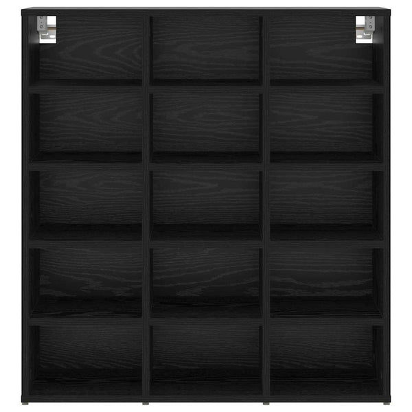 Schuhschrank Schwarz Eichenoptik mit Regal