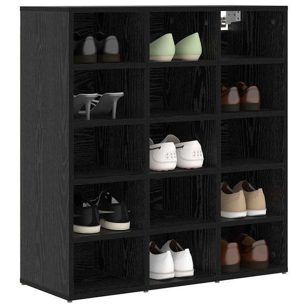 Schuhschrank Schwarz Eichenoptik mit Regal