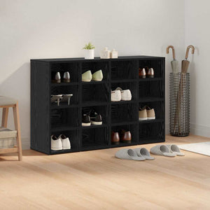 Schuhschrank mit Regal, Schwarz & Eiche