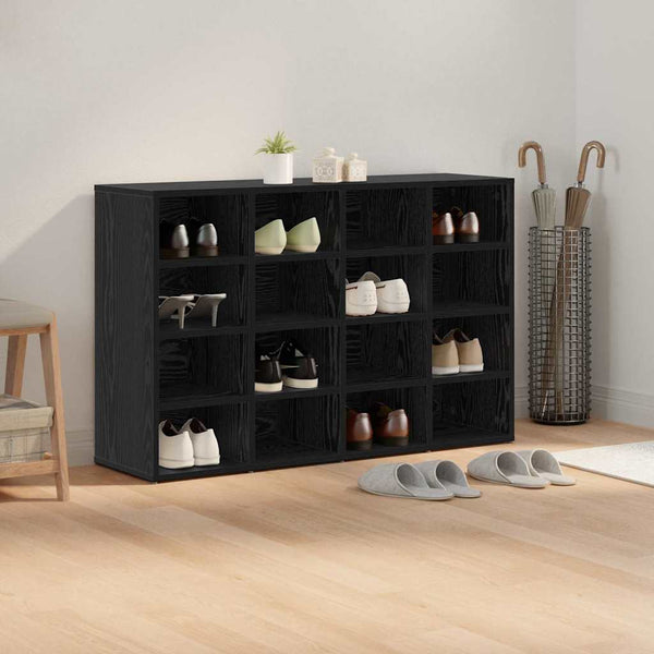 Schuhschrank mit Regal, Schwarz & Eiche