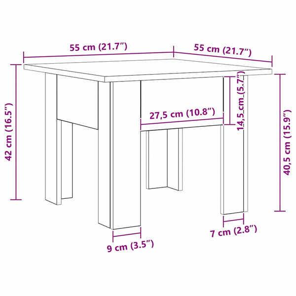 Schwarzer Couchtisch Eichenoptik 55x55 cm