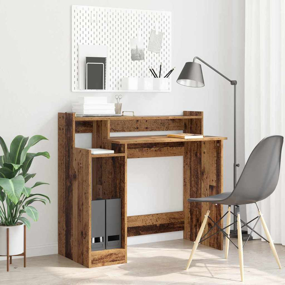 Schreibtisch mit Regal Altholz 97x45x90 cm