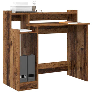 Schreibtisch mit Regal Altholz 97x45x90 cm