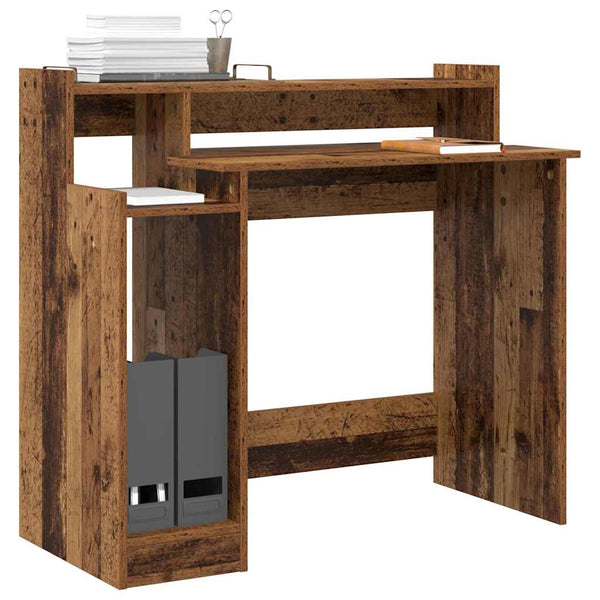 Schreibtisch mit Regal Altholz 97x45x90 cm