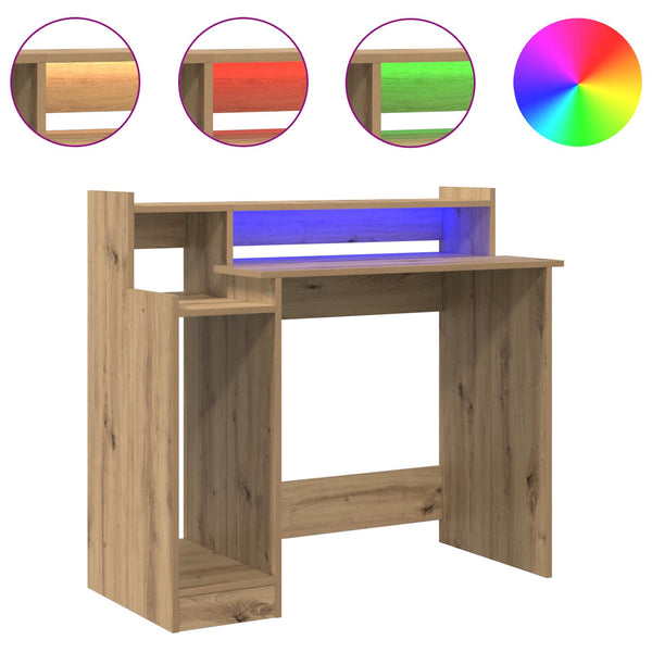 Schreibtisch Artisan Eiche mit LED