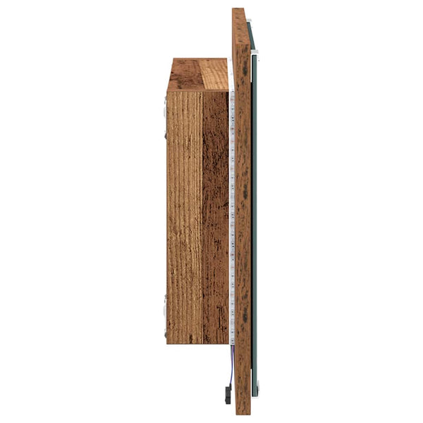 LED Badezimmerspiegel Altholz 40cm