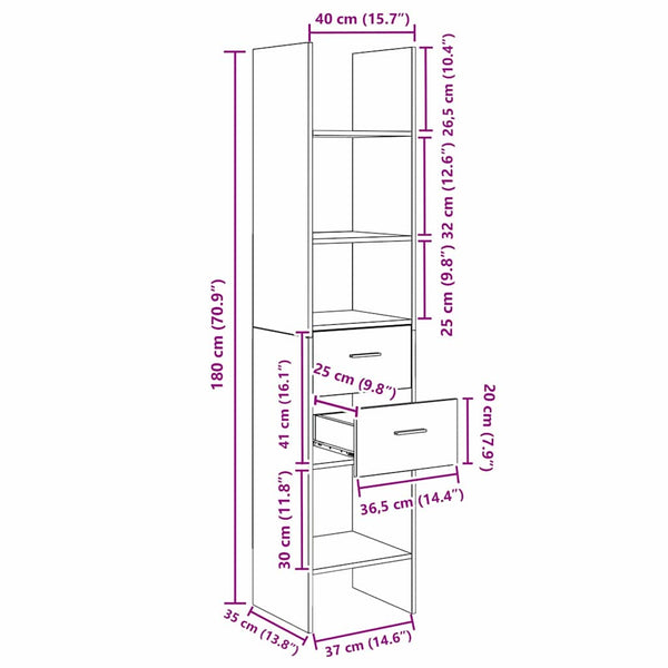 Bücherregal Artisan Eiche 180 cm