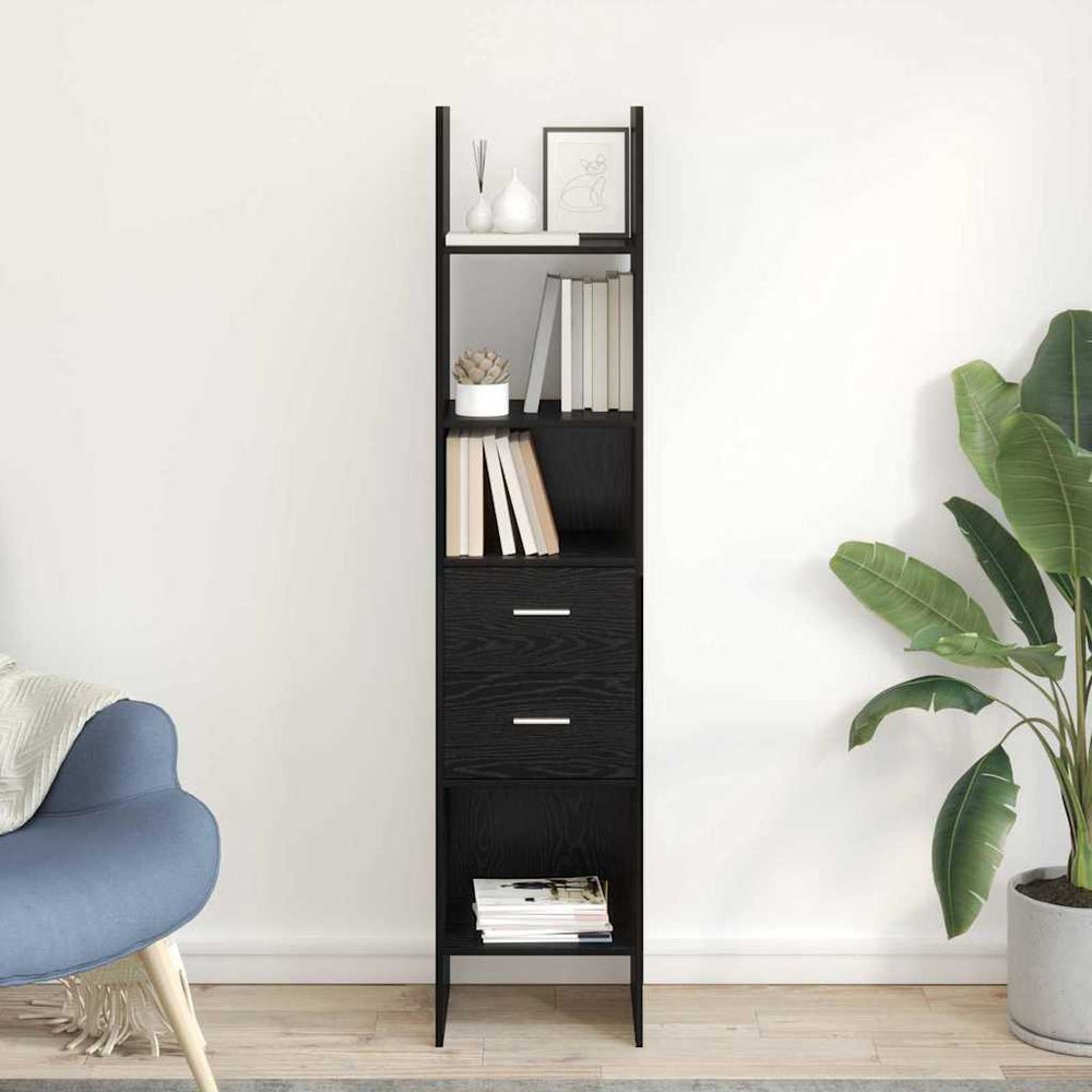 Bücherregal Schwarz Eichen-Optik 180 cm Hoch