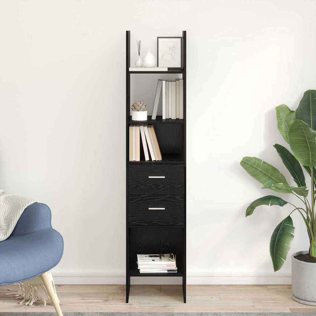 Bücherregal Schwarz Eichen-Optik 180 cm Hoch