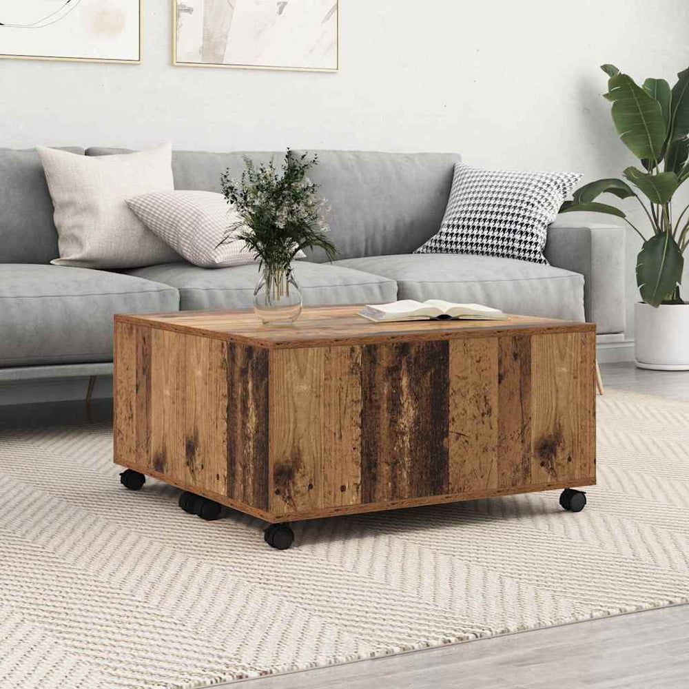 vidaXL Table basse avec tiroirs en bois de récupération 75 x 75 x 38 cm Bois d'ingénierie