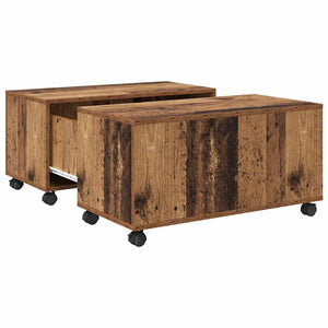 Couchtisch Altholz mit Schubladen 75x75 cm