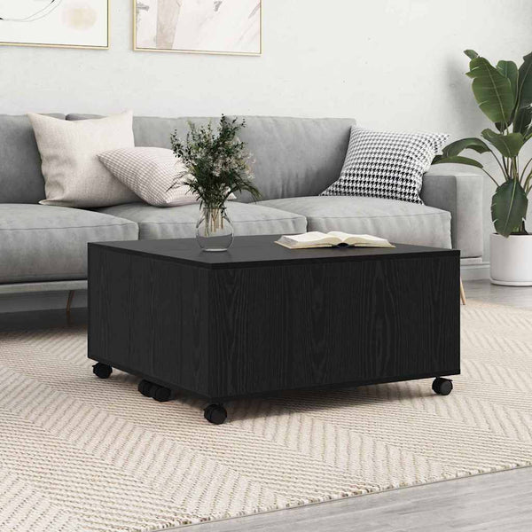 Schwarzer Couchtisch Eichenoptik 75x75 cm