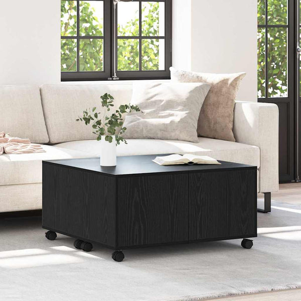 Schwarzer Couchtisch Eichenoptik 75x75 cm