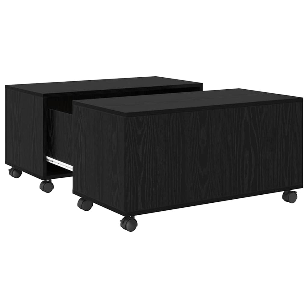 Schwarzer Couchtisch Eichenoptik 75x75 cm
