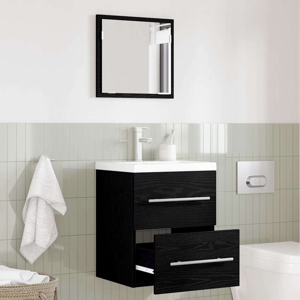 Schwarzes Badezimmermöbel-Set mit Schubladen