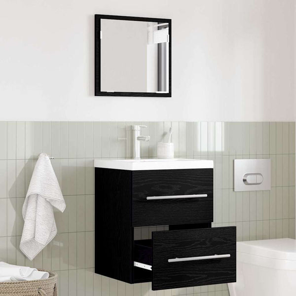 Schwarzes Badezimmermöbel-Set mit Schubladen
