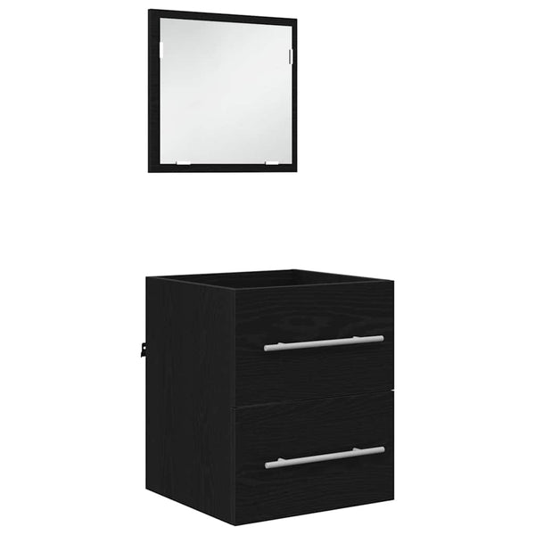 Schwarzes Badezimmermöbel-Set mit Schubladen