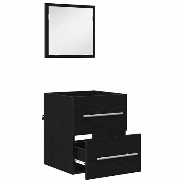 Schwarzes Badezimmermöbel-Set mit Schubladen