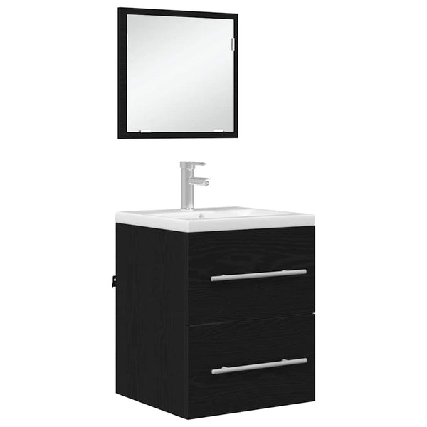 Schwarzes Badezimmermöbel-Set mit Schubladen