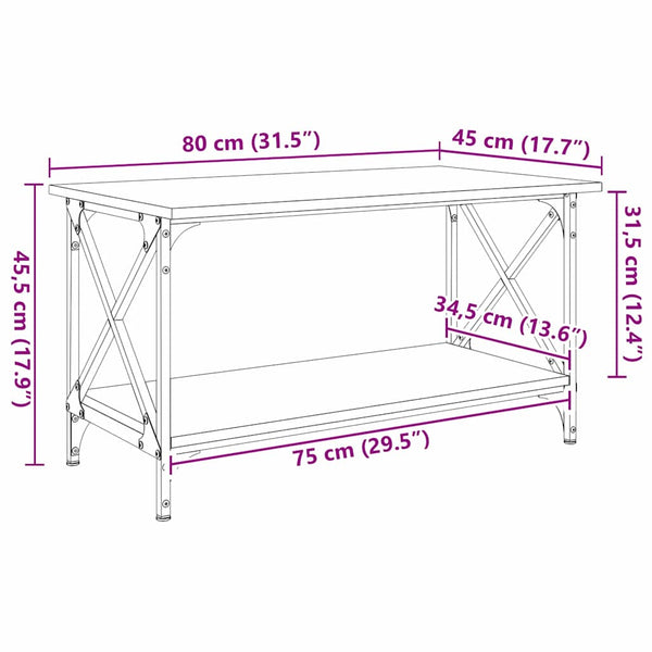 vidaXL Table basse en bois de récupération 80 x 45 x 45,5 cm en bois d'ingénierie