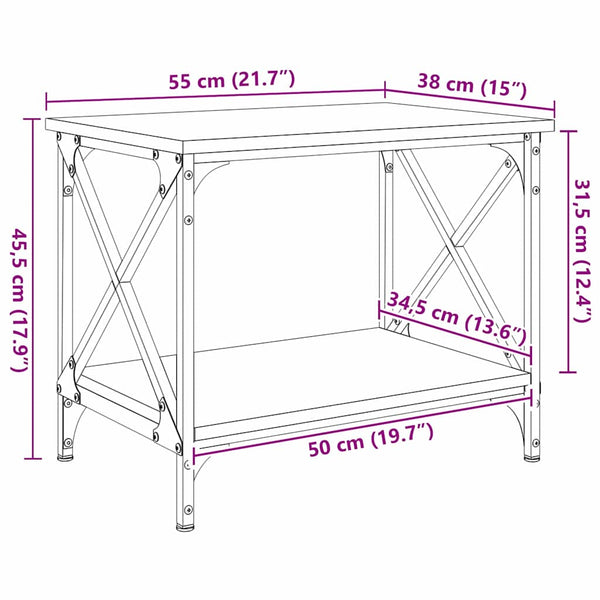 vidaXL Side Table Black Oak Look 55 x 38 x 45 cm