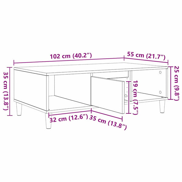 Couchtisch Weiß Holzwerkstoff 102x55 cm